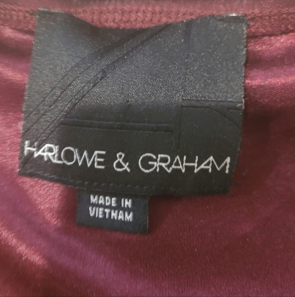 Harlowe and Graham Women's SZ S burgandy blouse festive holiday asymmetrical top - Picture 6 of 10
